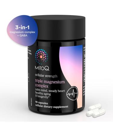 MitoQ Triple Magnesium Complex | Magnesium Glycinate, Taurinate, Oxide with GABA for Heart Health, Stress Management, & Deeper Sleep | High Absorption | 90 Capsules - Buy Online on GoSupps.com