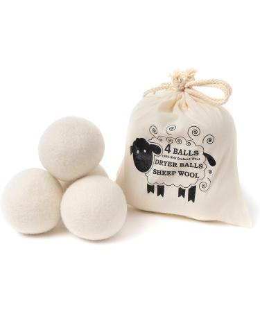 Organic XL Wool Dryer Balls - 4 Pack Natural Fabric Softener for Wrinkle-Free Clothing - Baby Safe & Energy Saving - Buy Online on GoSupps.com