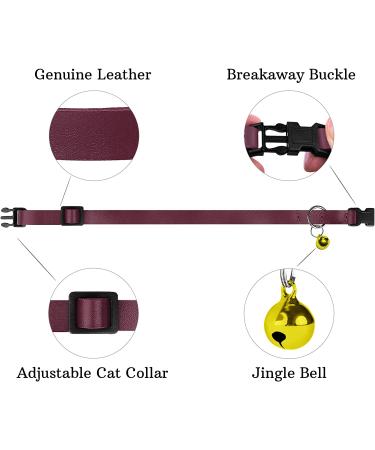Murom Leather Cat Collar | Breakaway & Adjustable | For Cats & Kittens | Black, Pink, Green, Brown, Yellow, Red, White, Marsala - Buy Online on GoSupps.com