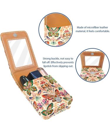 Shop Stylish Leather Lipstick Case with Mirror - Mini Organizer for Lip Gloss & Lipstick | Colorful Butterfly Print S273f6zfny - International Shipping Available - Buy Online on GoSupps.com