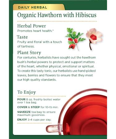Organic Hawthorn & Hibiscus Herbal Tea | Heart Health Support | 16 Tea Bags - Buy Online on GoSupps.com