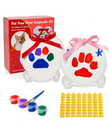 Vumdua Pawprint Keepsake Kit (Makes 2), DIY Dog or Cat Pet Paw Print Impression Kit with Light Clay and Bonus Personalization Tool, Personalized Gift for Pet Lovers, Keepsake