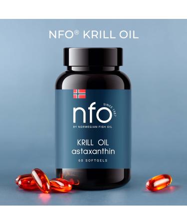NFO Omega 3 Krill Oil Astaxanthin 60 Capsules - Antarctic Blend with Norwegian Fish Oil, High EPA & DHA, Phospholipids & Astaxanthin - Premium Supplement - Buy Online on GoSupps.com