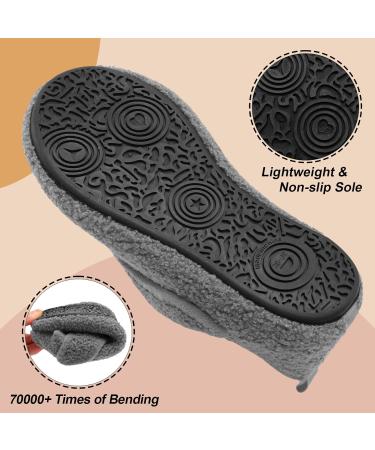 BARERUN Wide House Slippers for Women & Men - Adjustable Comfy Diabetic Shoes for Arthritis Edema & Neuropathy - Warm Fuzzy Slip-On Socks in Grey (10.5-11 Women/9-9.5 Men - Buy Online on GoSupps.com