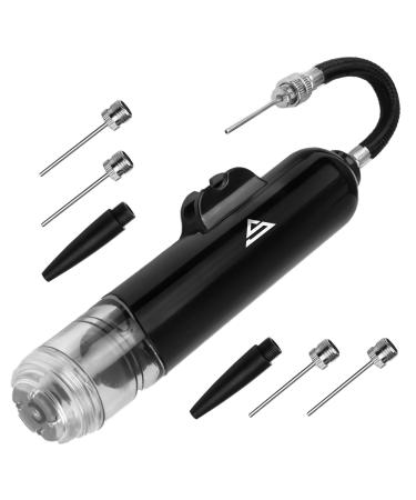 Sports Stable Dual Action Ball Pump with 5 Spare Needles and Plastic Adaptor for Your Football, Basketball, Soccerball, Pilates Ball, Volleyball, Handball, etc. black