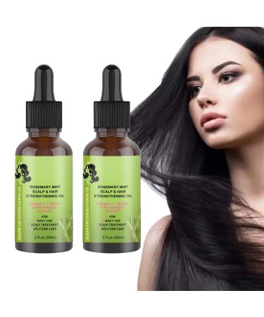 Rosemary Mint Scalp & Hair Strengthening Oil, 59ml Rosemary Hair Growth Oil, Rosemary Oil for Hair Growth, Anti Hair Loss Fast Grow Nourish Dry Damaged Hair for Men & Women (2 pieces)