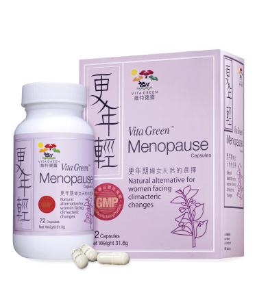 Vita Green Menopause Support Supplement Natural Relief for Hot Flashes Night Sweats and Menopausal Symptoms Supports Healthy Skin & Hair 72 Capsules