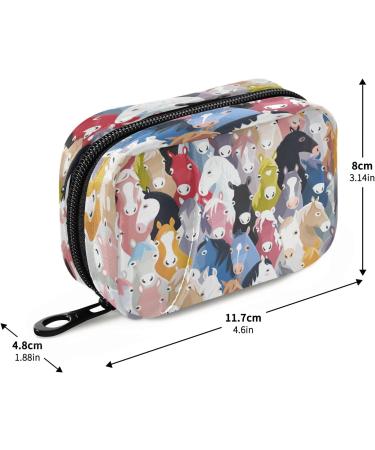 Buy Cartoon Horses Pill Pouch Bags - Small Medicine Purse with 8 Compartments for Daily Pill Organization - Ship Worldwide - Buy Online on GoSupps.com