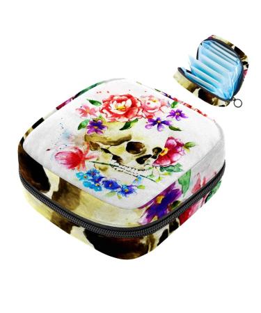 Women's binding-up bags white skull bones portable menstrual pad bags panty lores tampons women's bandages storage holder for women school office