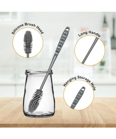 2 Pcs Long Handle Silicone Bottle Cleaner Brush Set - 360 Rotating Baby Bottle Brushes for Cleaning Bottles, Cups, and Glassware - Buy Online on GoSupps.com