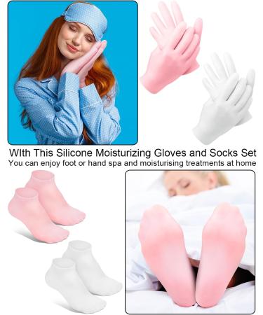 BLATOWN 2 Pairs Silicone Moisturizing Glove Socks Set Anti Slip Soft Spa Gel Socks Softening Feet Dry Cracked Skin Women Spa Pedicure Socks for Foot Hand Softening Foot Care After Pedicure (Pink) - Buy Online on GoSupps.com