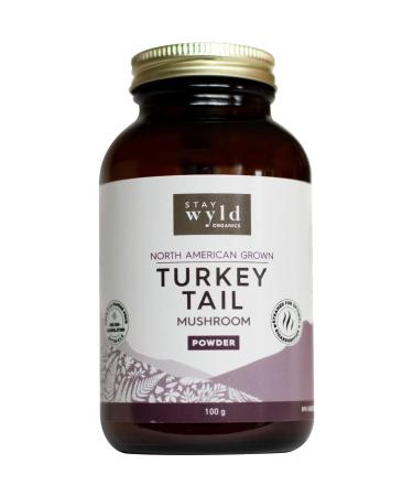 Stay Wyld Organics Turkey Tail Mushroom Powder - Natural Gut & Immune Support - Superfood Powder with Vitamin D - Natural Energy Supplement - Organic & North American Grown - Non-GMO Vegan - 100 g