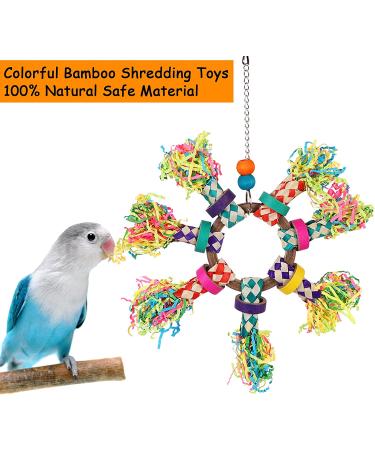 Bird Shredding Toys 5PCS - Colorful Bamboo Hanging Parrot Chew Wooden Blocks - Foraging Toys for Small to Medium Parrots, Parakeets, Conures, Cockatiel, Lovebird - Buy Online on GoSupps.com