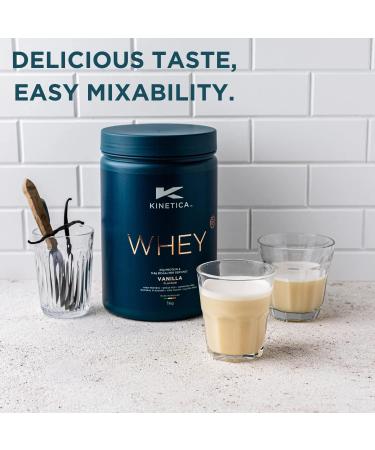 Kinetica Vanilla Whey Protein Powder 4.5kg | 23g Protein per Serving | 150 Servings | EU Grass-Fed Cows | Superior Mixability & Taste - Buy Online on GoSupps.com