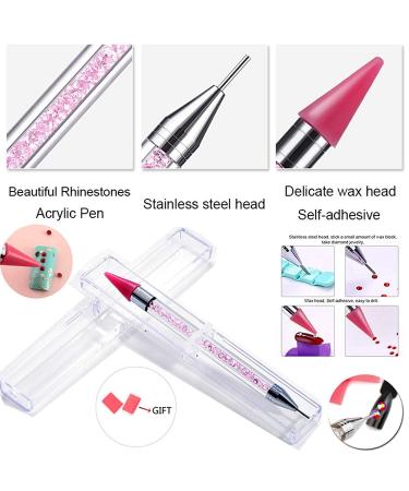 2-Piece Strass Picker Dotting Pen Set - Dual-Ended Rhinestone Gem Tool for Nail Art & DIY Decoration (Pink & White) - Buy Online on GoSupps.com