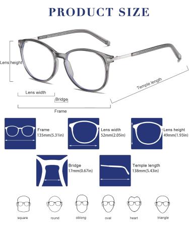 DUCO Vintage Round Blue Light Glasses for Men & Women | Blue Ray Blocking Non-Prescription Eyewear | Computer Screen Glasses Grey 5213 - International Shipping Available - Buy Online on GoSupps.com