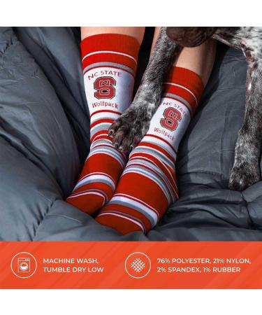 NC State Wolfpack Collegiate Striped Dress Socks - One Size Fits Most - Game Day Apparel for Men, Women, Youth - Red - Buy Online on GoSupps.com