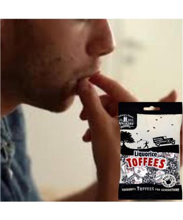 Toffee Sweets Bundle with Walkers Liquorice Flavour x 2 Bags 300g and Silver Window Lid Refillable On-the-Go Travel Tin - Buy Online on GoSupps.com
