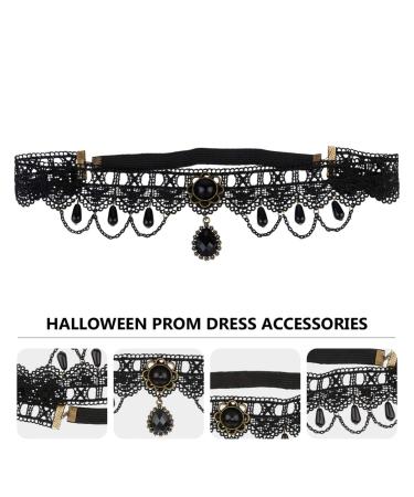 Halloween Lace Hairband | Gothic Lolita Crown & Vampire Headdress | Black Gemstone Hairband for Parties - Buy Online on GoSupps.com