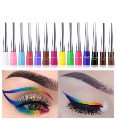 14-Color Waterproof Liquid Eyeliner Set - Long-Lasting Neon Makeup for Girls | International Shipping - Buy Online on GoSupps.com