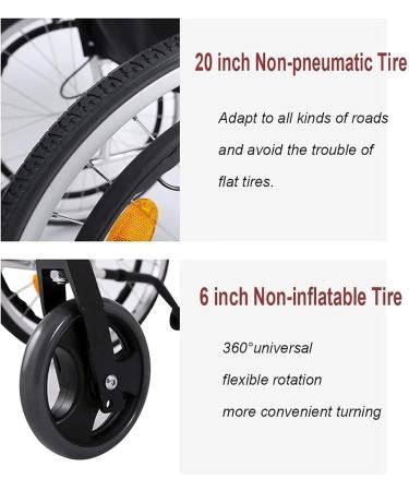 Aluminum Multifunctional Manual Wheelchair Folding Lightweight Wheelchair Portable Elderly Travel Wheelchairs with Handbrakes Padded Wheelchair capacity 200kg/400lb - Buy Online on GoSupps.com