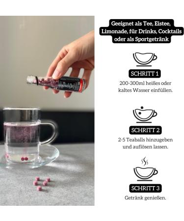 TEABALLS - Trio Fruits Black Selection Cherry Wildberry Strawberry (3 x 15 g) | 3 Black Bundle Including Wooden Stand | 90 - 225 Cups of Tea - Buy Online on GoSupps.com