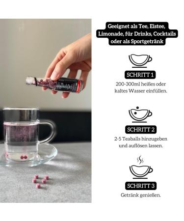 Teaballs Tee Set - 5 Fruit Flavors (Cherry Lemon Strawberry Wildberry Hibiskus) | Free Wooden Display Gift Set | Serve 150-375 Cups of Hot/Iced Tea - Perfect for Instant Mixed Fruit Tea Lovers - Buy Online on GoSupps.com