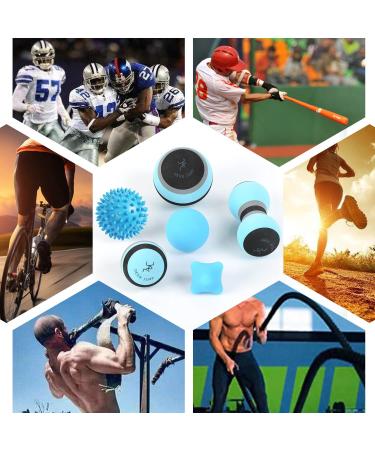6-Piece Massage Ball Set for Myofascial Release & Trigger Point Therapy - Includes Large Foam, Small Foam, Lacrosse, Peanut, Spiky & Hand Exercise Balls - Carry Bag & Guide, Blue - Buy Online on GoSupps.com