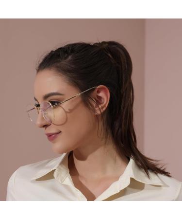 DAUCO Unisex Blue Light Filter Glasses - Retro Sixties Round Metal Glasses for Women & Men - Silver Perfect for Eye Protection & Style - Buy Online on GoSupps.com