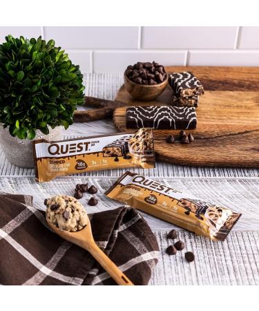 Quest Nutrition Dipped Chocolate Chip Cookie Dough Protein Bars - High Protein, Low Carb, Gluten Free, Keto Friendly - 12 Count - Buy Online on GoSupps.com