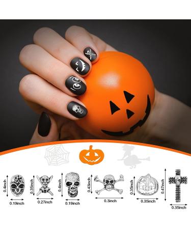 90 Pieces Halloween Metal 3D Nail Charms - Skull, Pumpkin, Cross, Skeleton Shape Nail Design Jewelry - DIY Nail & Cellphone Decoration - Buy Online on GoSupps.com