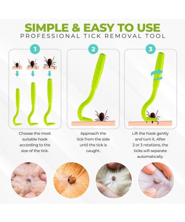 Rubigo 3 Pack Tick Remover Tools For Dogs Cats Humans. | Quick Safe And Painless Removal Of All Tick Sizes. 3 Different Sized Strong Plastic Tick Removers | For All Pets (Green) - Buy Online on GoSupps.com
