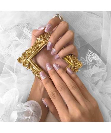 Sethexy Shiny Short Square Nail Tips - Clear Pearl Gradient Sparkle Silver - 24-Piece Complete Cover Art Fake Nails for Women & Girls | International Shipping - Buy Online on GoSupps.com