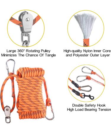 Dog Tie Out Cable -OZHOMY 75ft Portable Dog Run Trolley System with 10FT Runner Lead Reflective Dog Lead for Yard Camping Parks Outdoor for Large Medium Dogs up to 300lbs (Orange & Blue) 75ft with 10ft Runner Lead Orange - Buy Online on GoSupps.com