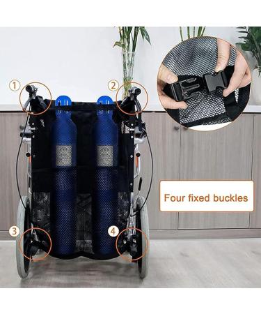 Dual Oxygen Bottle Storage Bag Wheelchair Hanging Bag Long/short Reinforced Mesh Bag Adjustable Straps Portable for Personal Use Family - Buy Online on GoSupps.com