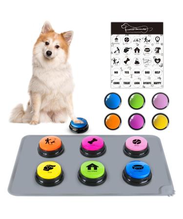 Carseatty Dog Buttons for Communication and Training 6 Pack Recordable Dog Buttons Pet Command Buzzer with Stickers and Anti-Slip Mat 30 Second Record Speech Training Buttons Multicolour - Buy Online on GoSupps.com