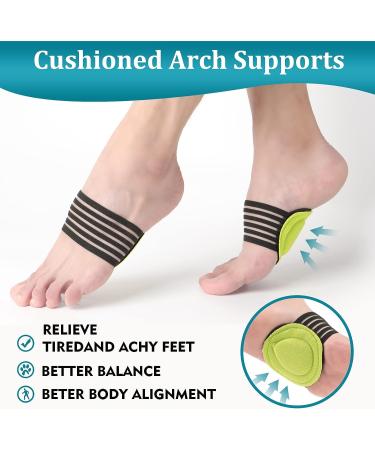 Luakesa 10-Pc Heel Cups & Arch Supports Set for Plantar Fasciitis - Black Blue | Standard Size for Men 7-12, Women 8+ - Foot Pain Relief - Buy Online on GoSupps.com