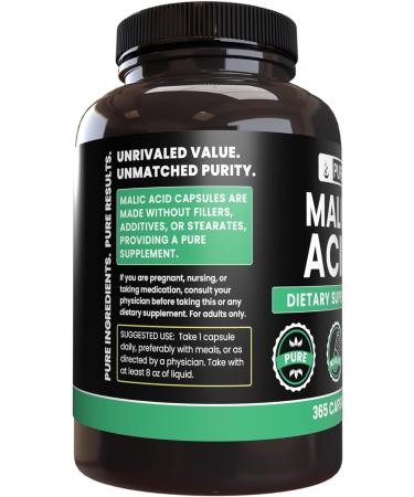 365 Pure Malic Acid Capsules - Lab Verified, Original Ingredients, No Fillers - 365 Servings - Buy Online on GoSupps.com