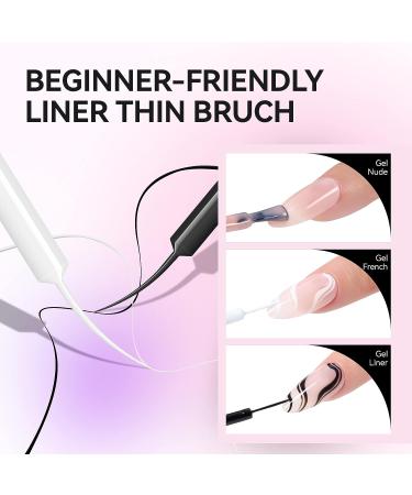 Gelike ec Nude Gel Polish Set - Sheer UV Pink French Tip Polish with Black White Gel Liner for Nail Art Design - 7ML 6PCS - Buy Online on GoSupps.com