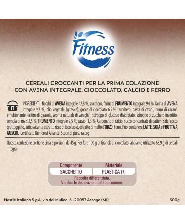 Nestl Fitness Granola Cioccolato con Avena e Cereali Integrali Fitness Chocolate Muesli with Oats and Whole Grains 4 x 300 g + Italian Gourmet polpa 400 g - Buy Online on GoSupps.com