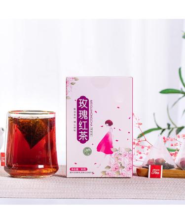 Rose Black Tea Bag Rose Black Tea 30 Triangular Bags Boiling Water Brewing Portable Flower Tea for Women Girls - Buy Online on GoSupps.com