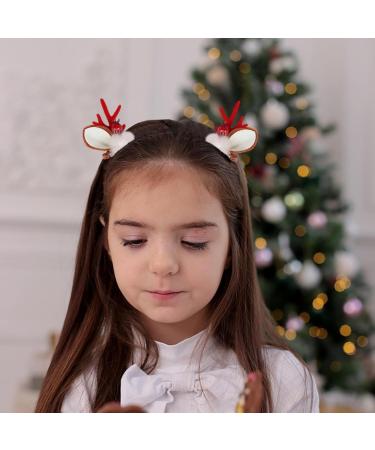 TROONZ Christmas Hair Barrettes - Santa Claus Reindeer Ears Barrettes Deer Horn Barrettes Ornament Accessories for Friends Women Family Birthday Gift Red fruit mink hair - Buy Online on GoSupps.com