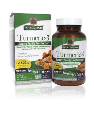 Natures Answer Turmeric-3 - 90 Vegetarian Capsules | Potent Joint Support | Reduces Inflammation | Joint Pain Relief 90 Count (Pack of 1)