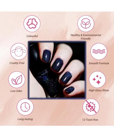 Glitter Nail Polish Holographic Nail Varnish Diamond Glitter Quick Dry Nail Polish No UV Lamp Curing Long Lasting Chip Resistant Non-Toxic Quick Drying Salon Manicure At Home Manicure (LS-14) - Buy Online on GoSupps.com