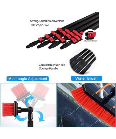 Telescopic Pole Water Line Brush Telescopic Window Cleaner Water Washing Brush Kit Windows Cleaning and Washing Tool for Solar System Cleaning and Window Cleaning 24FT/7.2M - Buy Online on GoSupps.com