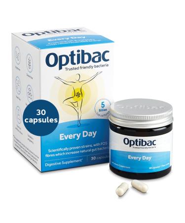 Optibac Probiotics Every Day - Digestive Probiotic Supplement with 5 Billion Bacterial Cultures & FOS Fibres - 30 Capsules 30 Count (Pack of 1)