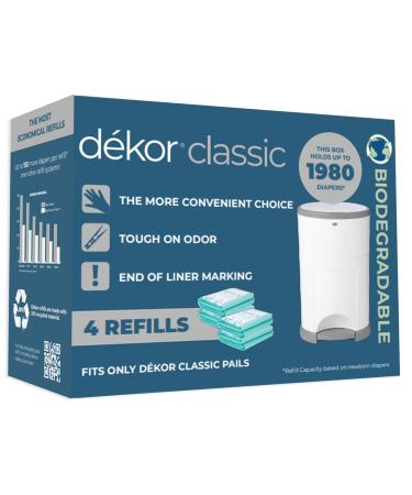 Diaper Dekor Classic Diaper Pail Liner Refills Biodegradable, 4 Pack 4 Count (Pack of 1)