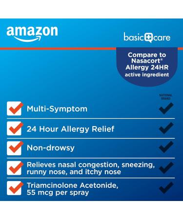 Amazon Basic Care Multi-Symptom Triamcinolone Acetonide Nasal Allergy Spray, 0.37 fl oz (Pack of 1) - Buy Online on GoSupps.com