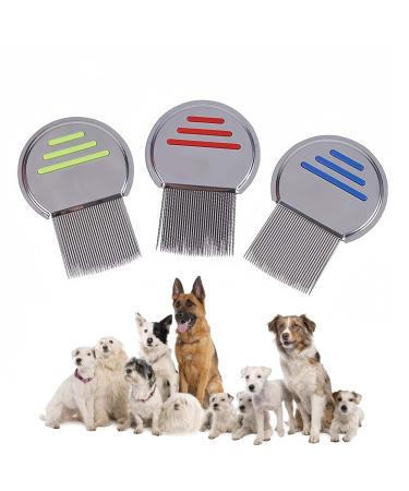 3 Pcs Gritty Nit Comb Nitty Gritty Nit Comb Reusable Comfort Head Lice Combs Flakes Lice Comb For Boy Girl Pets Nitwits Head Lice Treatment Stainless Steel (Green Blue Red)