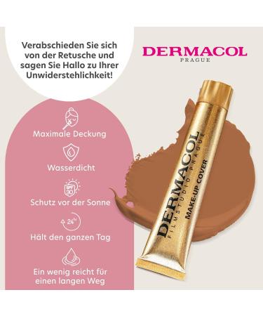 Dermacol Full Coverage Foundation - Liquid Matte Makeup with SPF 30 Waterproof for Oily Skin & Acne Long-Lasting 30g (Color 229) - Buy Online on GoSupps.com